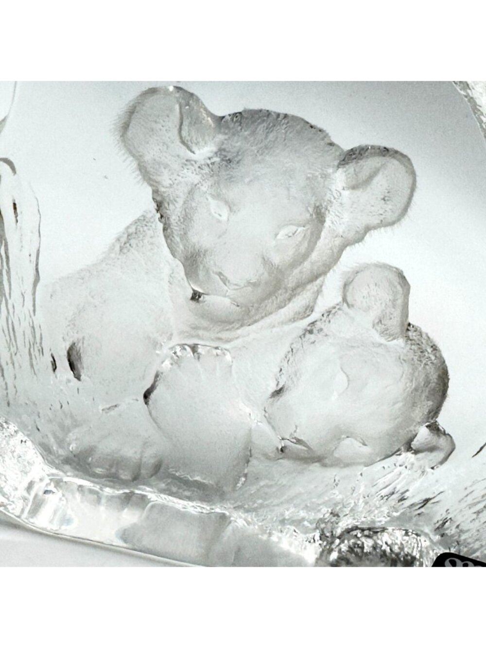 Mats Jonasson Lead Crystal Paperweight With Lion Cubs Design Sweden 5.5"
